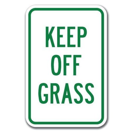 SIGNMISSION 18 in Height, 0.12 in Width, Aluminum, 12" x 18", A-1218 Keep Off Grass - OffGr A-1218 Keep Off Grass - OffGr